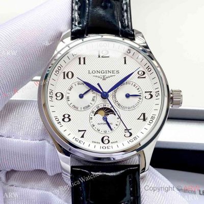 High Quality Longines Master Moonphase Complications Watches Black Leather Band